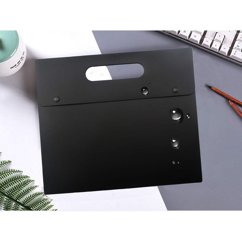 Enyuwlcm A4 Plastic Envelopes Document Holder with Handle Poly Envelope Portfolio Folder Jacket with Snap Closure Pack of 5 Black - Image 4